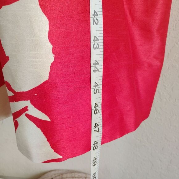 Donna Karan Red Fit & Flare Dress Cream Floral Midi Romantic Capsule 2 - Picture 6 of 8